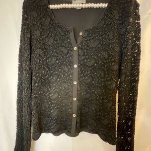 Forever Fashion Lace button shirt in black size large